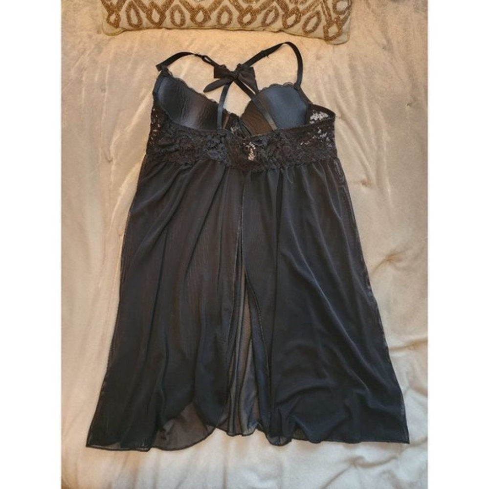 Marilyn Monroe Intimates Womens Chemise Lingerie Slip Size Medium‎ Black Lace - Picture 4 of 4
